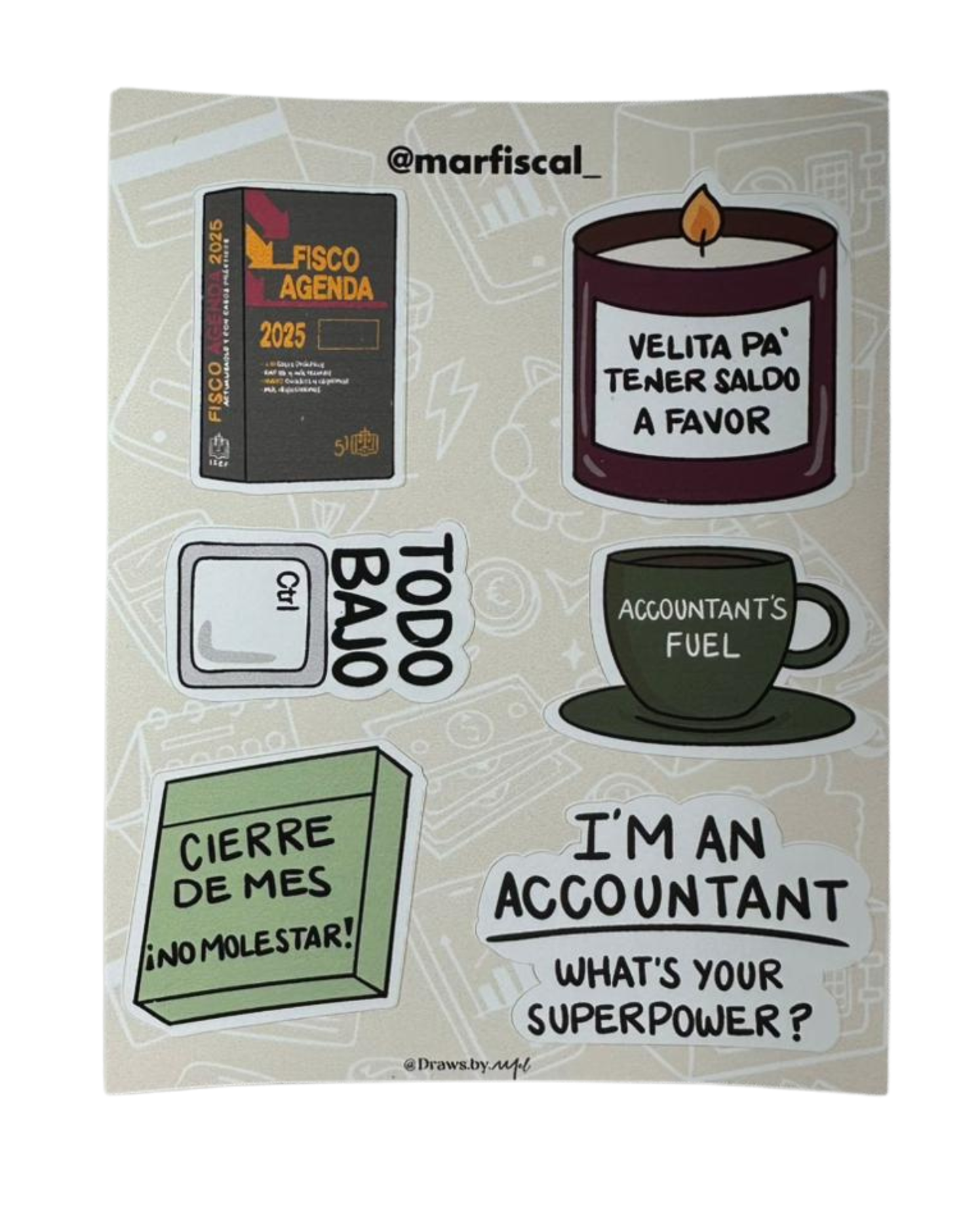 18 Stickers Accountant Vibes - For book